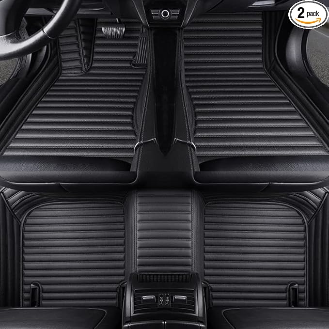 Custom Making Car Floor Mats Compatible with Audi BMW Mercedes-Benz Toyota Lexus Honda Infiniti Nissan Hyundai Kia All Models 2005-2026 (Striped Black)