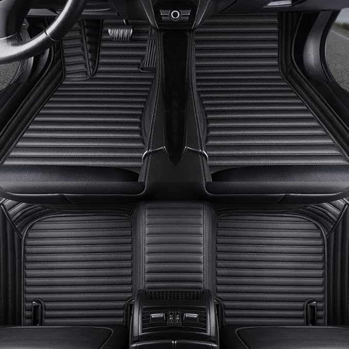 Custom Making Car Floor Mats Compatible with Audi BMW Mercedes-Benz Toyota Lexus Honda Infiniti Nissan Hyundai Kia All Models 2005-2026 (Striped Black)