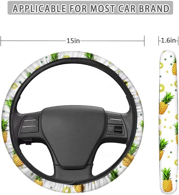 AFPANQZ Tie Dye Car Steering Wheel Covers Breathable Sweat Absorption Comfort Grip Stretch-on Fabric Steering Wheel Protector Non-Slip Machine Washable Rainbow Colored