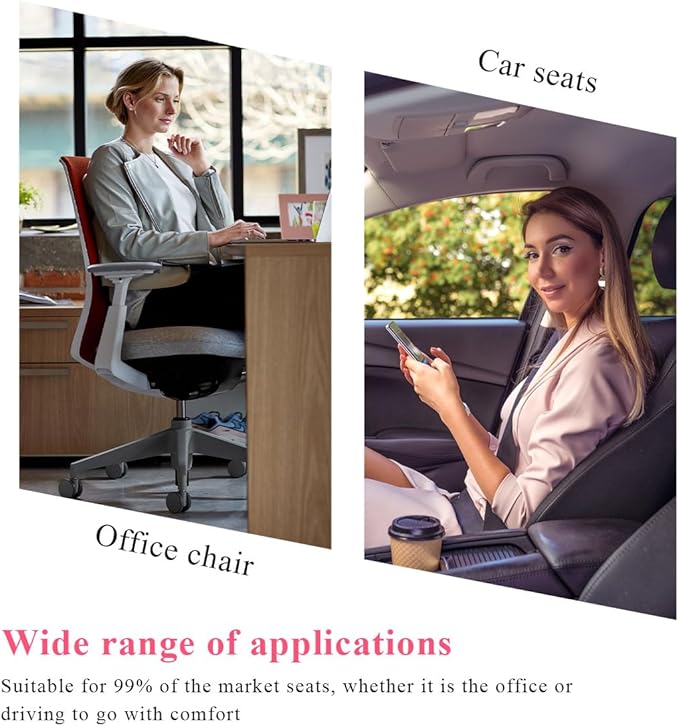 Car Seat Cushion, Comfort Memory Foam Car Cushion, Non-Slip Auto Booster Seat Cushion for Improve Driving Vision, Suitable for Vehicles Trucks SUVs Car Accessories (Pink)