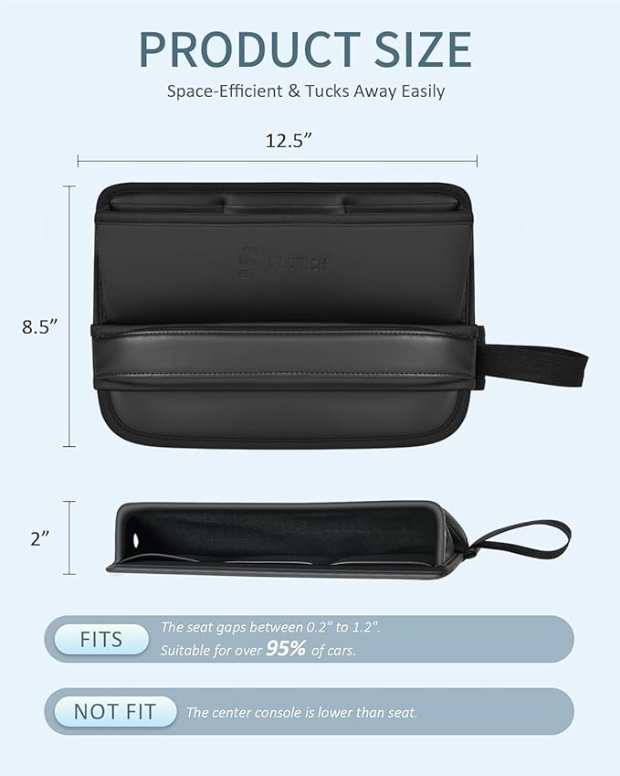 FLORICH Car Seat Gap Filler, Pro-Seats Gap Filler Organizer and Storages 2-in-1, Premium Leather Center Console Organizer, Car Organizer Front Seat Universal Fit for Car SUV Truck