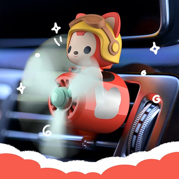 Pilot Car Air Freshener, Cute Bear Car Vent Clip Air Freshener Automotive Air Outlet Fan Diffuser, Automotive Interiors Vent Decoration (Shake Head Style - Red-s)