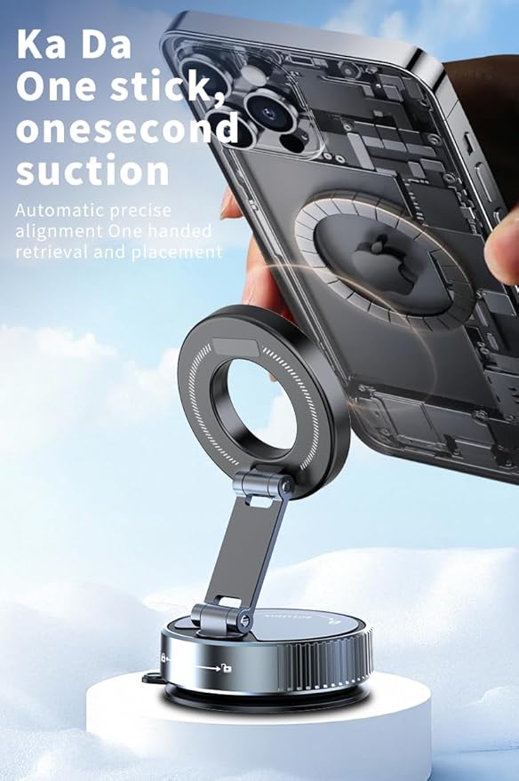 Car Phone Holder for Magsafe,360°Nano Gel Vacuum Magnetic Phone Holders for Your Car,[108+LBS Suction & 2800 gf Magnetic] Perfect for iPhone 17/Air/16/15/14/13/12 pro,Android