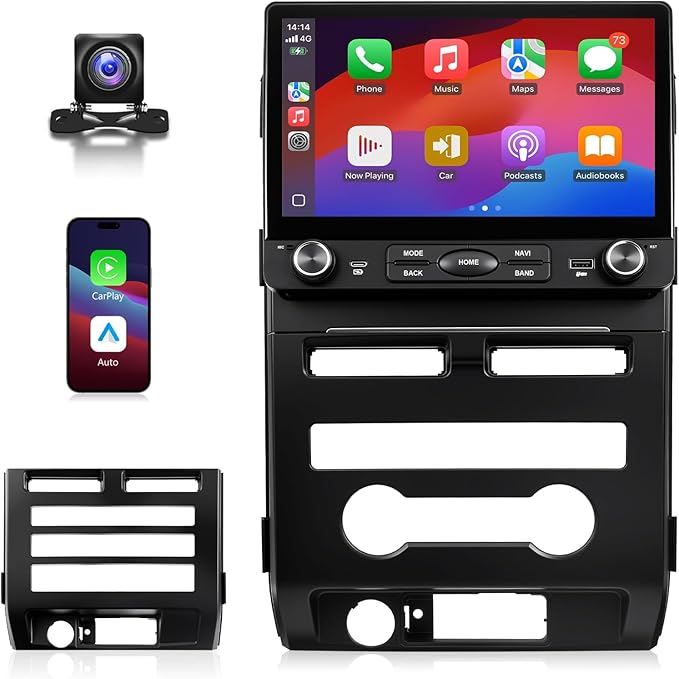4G+64G 10.2" Radio for Ford F150 XL XLT 2009 2010 2011 2012, Wireless CarPlay Android Auto, Stereo with GPS Navigation 5G WiFi Bluetooth FM RDS DSP SWC Camera MIC