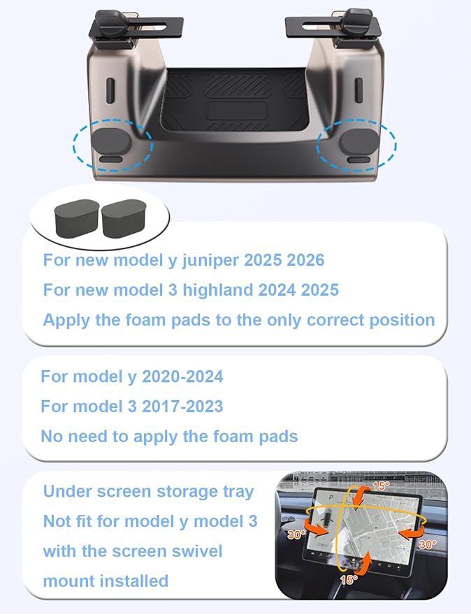 for Tesla Model Y 3 (Juniper & Highland Included) Under Screen Storage Shelf Organizer Tray Box Open-Close Hidden Center Console Organizer for Model Y 2020-2026 & Model 3 2017-2025 Accessories