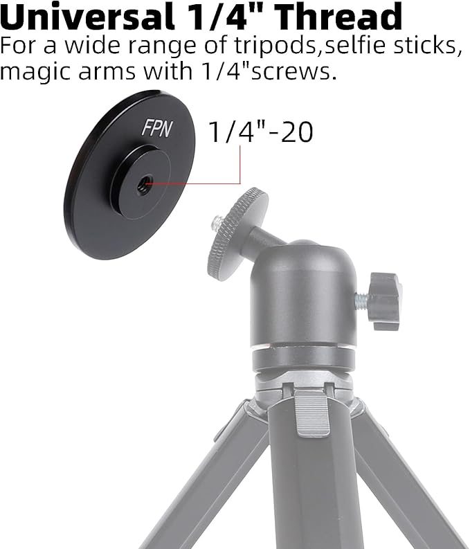 Aluminum 1/4" Mount for MagSafe, Magnetic Phone Tripod Mount Adapter Compatible with iPhone 16 Pro Max 15 Plus 14 13 12 Max Mini, Selfie Stick, Live Broadcast Tripod