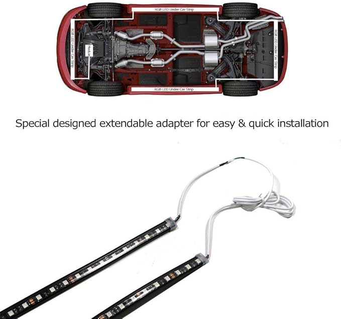 iJDMTOY Universal Fit 4pc Set 7-Color RGB Color Changing LED Under Car Glowing Accent Lighting Kit w/Adjustable Setting