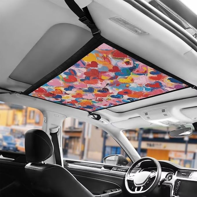Multi-colored Heart Car Roof Storage Bag Car Seat Back Hanging Bag All Car Storage Organizers One-Size-Fits Tidy Pouch Pocket Storage for Small Items