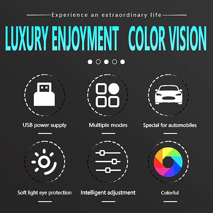 Acrylic Interior Car LED Strip Light with Motion-Activated Switch, 55.1" Neon Ambient Light, RGB Colors, APP/Touch Control, Music Sync