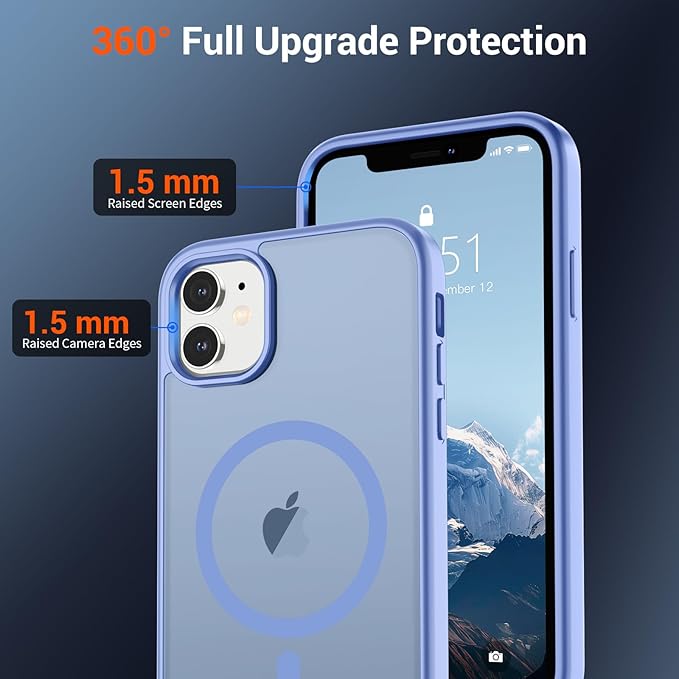 SUPFINE Magnetic for iPhone 12 Case/iPhone 12 Pro Case (Compatible with MagSafe)(Military Grade Drop Protection) Slim Translucent Matte Shockproof with Anti-Fingerprint Phone Case,Blue Purple