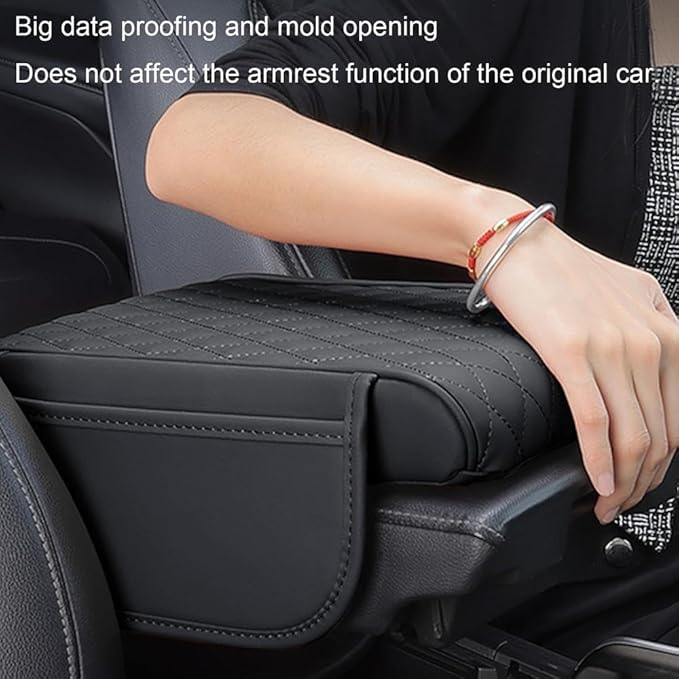 for Alfa Romeo Stelvio (949) 2017 2018 2019 2020 2021 2022 Car Center Console Cover, Leather Memory Foam Protection Pad, Hand Rest Pillow with Height Increase, Interior Accessory,Black, normal