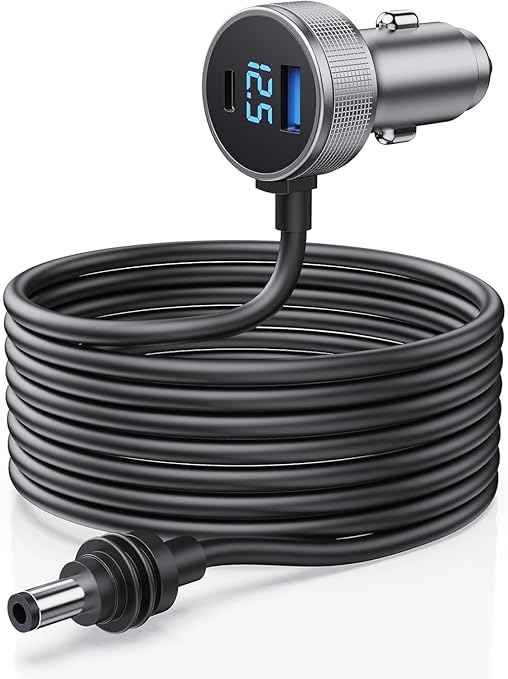 Starlink Mini Cable, 3 in 1 Starlink Mini Car Charger DC Power Cable+ Cigarette Lighter Adapter 12V-48V with Digital Display, Durable USB C PD 40W and USB A 35W Ports for Trucks and Cars (13.1FT)