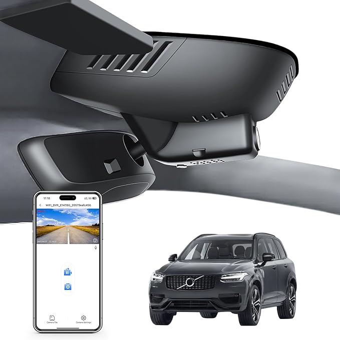 Mangoal 4K Dash Cam Custom for Volvo XC90 2023 2024 2025 2026(Model B),B5 B6 T8, Integrated OEM Look, UHD 2160P Video, WiFi & App, Loop Recording, Easy to Install, 64GB Card