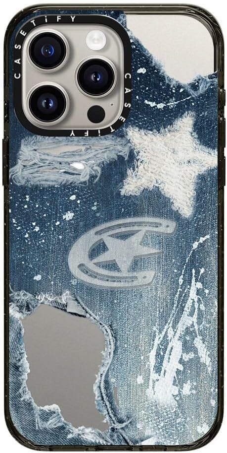 CASETiFY Impact iPhone 15 Pro Max Case [Slim/Compatible with Magsafe / 8.2 ft. 4X Military Grade Drop Protection] - Denim - Clear Black