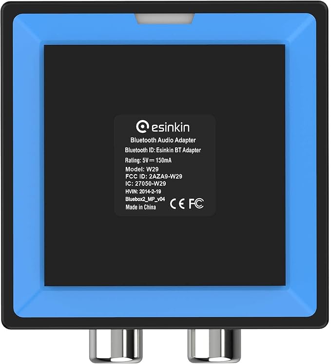 Bluetooth Audio Adapter for Music Streaming Sound System, Esinkin Wireless Audio Adapter Works with Smartphones and Tablets, Bluetooth Receiver for Home Stereo