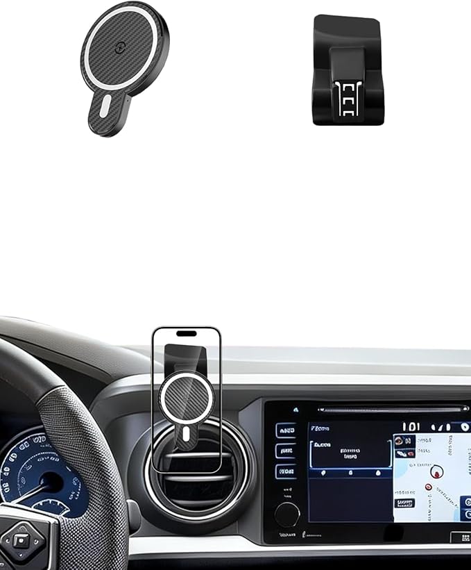 PZK Car Phone Mount for Toyota Tacoma 2016 2017 2018-2022 2023 Accessories Custom Air Vent Phone Holder Magnetic 15W Fast Wireless Charger Hands Free 360° Rotation Cell Phone Automobile Cradles