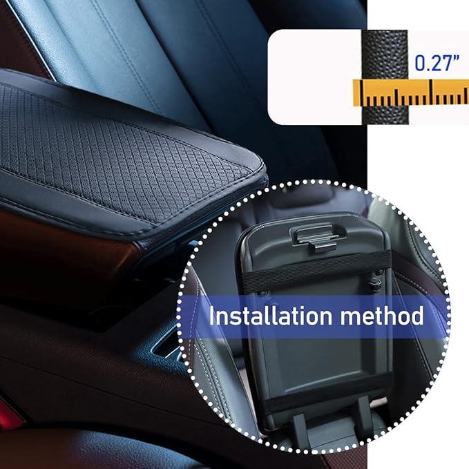 Ziciner Leather Car Center Console Armrest Pad, PU Waterproof Auto Seat Box Cover Protector, Hand Rest Cushion Protection Pad, Vehicles Interior Accessories Universal for Truck,SUV (Black A)