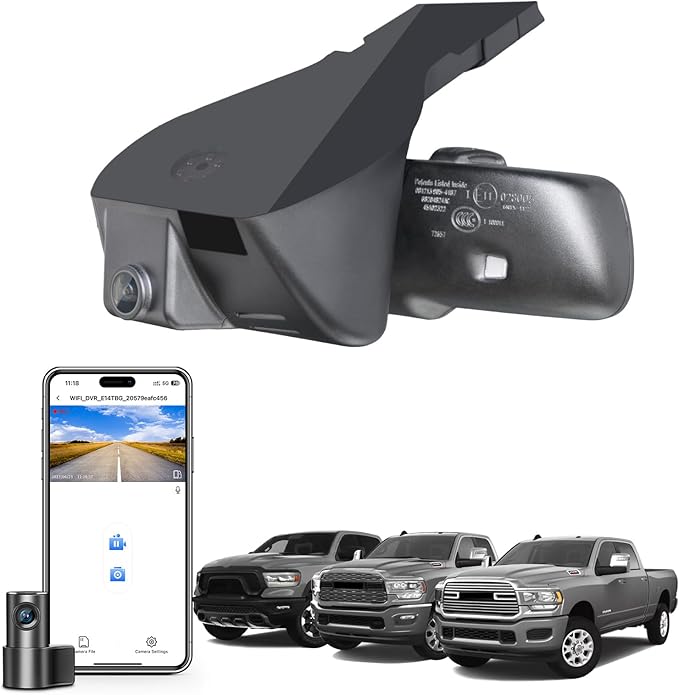 Mangoal Front 4K & Rear 1080P Dash Cam Custom Fit for Dodge RAM 1500/2500/3500 2019 2020 2021 2022 2023 2024 (Model D), Rebel Big Horn Laramie, UHD 2160P Video, OEM Look App & WiFi,128GB Card