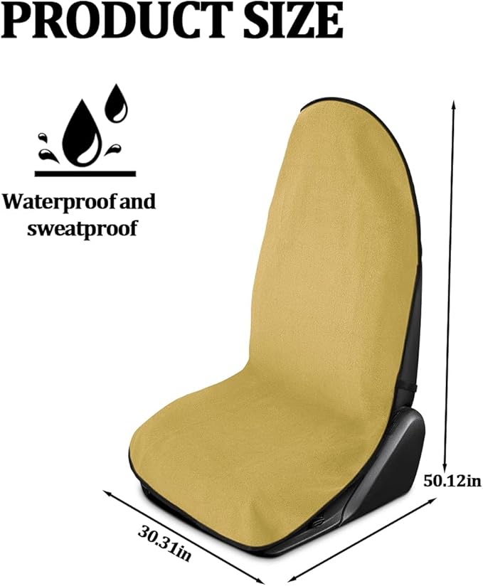 Car Towel Seat Cover, Performance Microfiber Washable Non Slip Vehicle Front Seat Covers, Sweatproof Automotive Interior Chair Protectors, Universal for SUV Automobile Truck (Beige)