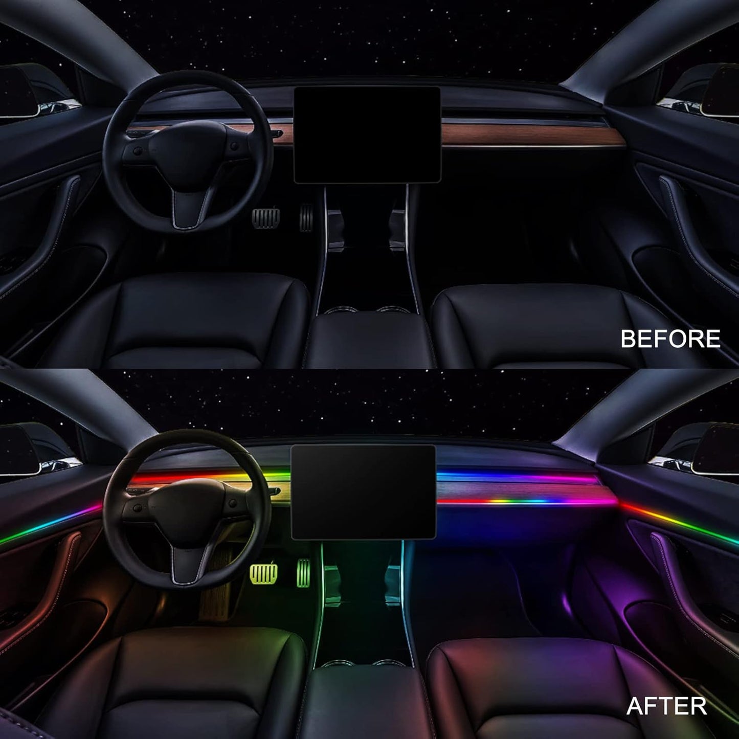 Dreamcolor Acrylic Interior Car LED Strip Light 14-inch, which fit for dreamcolor Main Controller Connects and sub-Controller kit (not Including), Not Applicable dreamcolor 5 in 1(Single Controller)