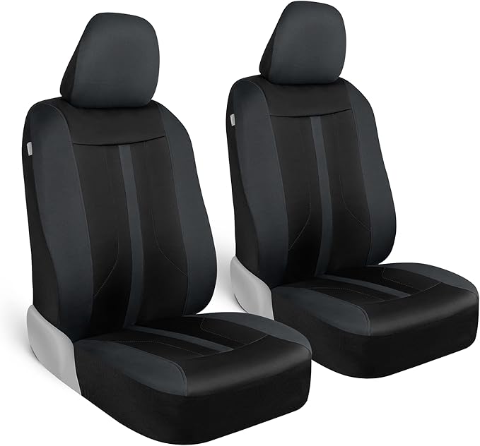 Motor Trend (2) Car Seat Covers for Front Seats with (2) Trimmable Car Floor Mats – Universal Fit Auto Accessories for Cars, Trucks, SUVs, Vans – Interior Protection and Vehicle Interior Shield Combo