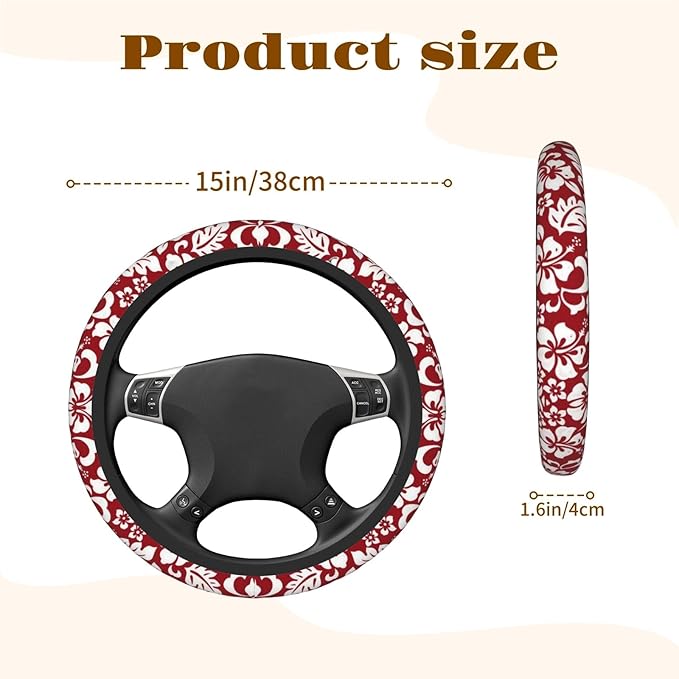 Steering Wheel Cover Accessories Neoprene Cover, Breathable Non-Slip Easy to Install Suitable for Women Men, 14.5-15.5 Inch for Car SUV Van Truck Universal - Artistic Flower