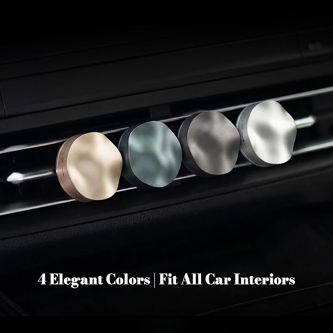 THEDOTS Gray Matte Metal Car Vent Clips, Refillable Air Freshener Car Decor, Moroccan Mint Tea Scent