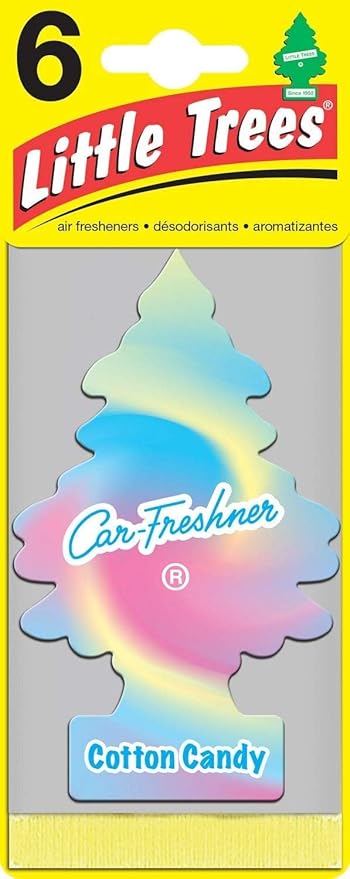 LITTLE TREES Car Air Freshener | Hanging Paper Tree for Home or Car | Cotton Candy | 6 Pack