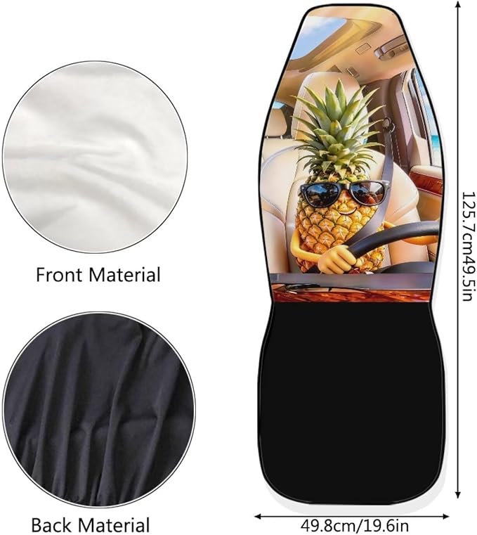 Pineapple Car Seat Covers Set of 2 Funny Breathable Front Seat Covers Stretch Polyester Fabric Cover Removable Automotive Accessories Universal Fit for Cars SUV Sedans