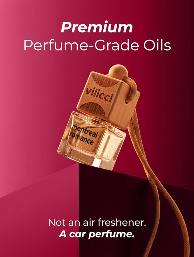 Vilicci Car Air Freshener | Luxurious Auto Perfume | Premium Hanging Air Freshener | Long Lasting Fragrance for Auto and Home | 1 Bottle of Car Scent (1 Count (Pack of 1), Montreal Romance)