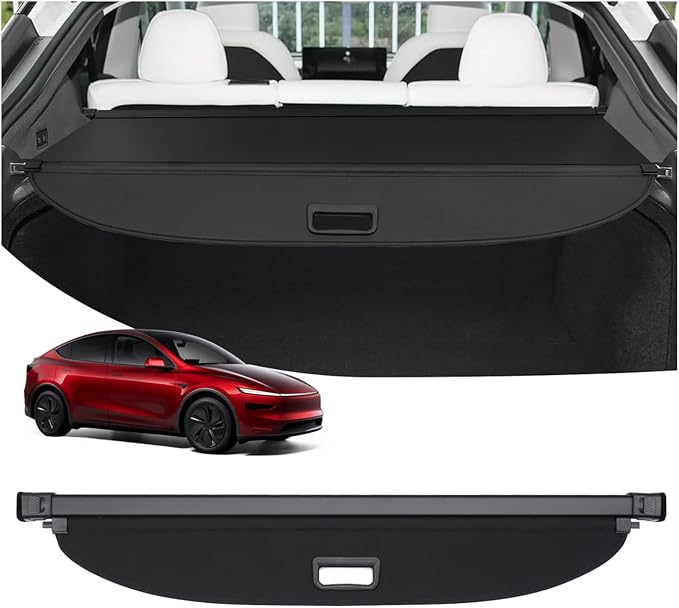 Powerty Cargo Cover for Tesla Model Y Juniper 2025 2026(Just for 5-Seaters), Trunk Cover Retractable Trunk Shielding Shade Privacy Luggage Screen for Model Y Juniper Accessories