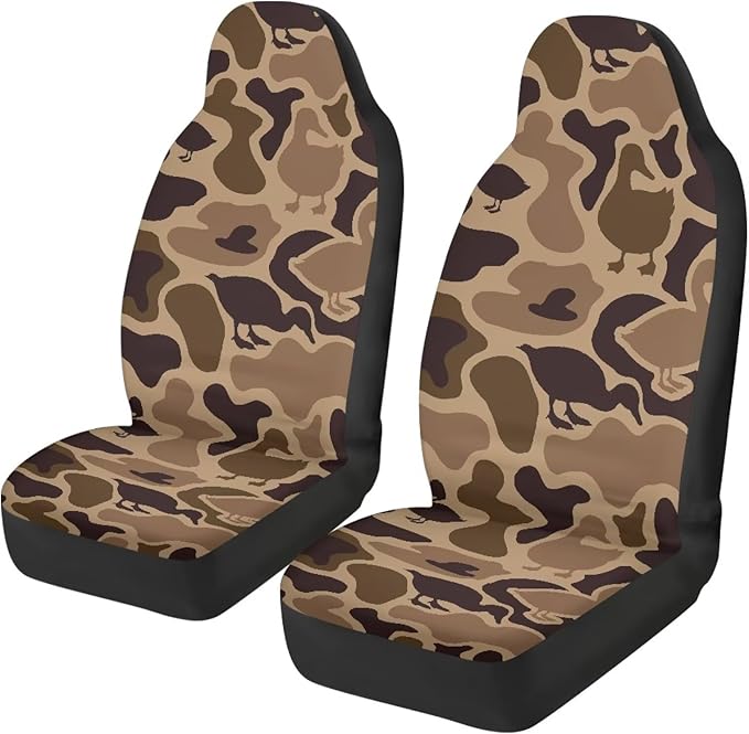 ELEQIN Duck Camo Car Front Seat Cover, 2 Packs Car Seat Protector, Nonslip Cushion Cover for Cars, Trucks & SUVs Auto Interior Decor