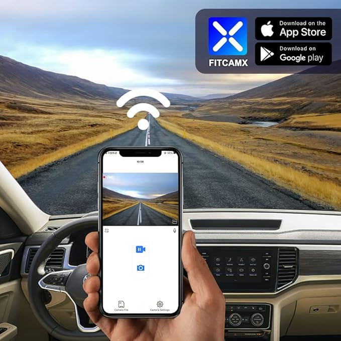 Fitcamx 4K Dash Cam Suitable for Volkswagen Atlas 2018-2026 (Model B, Wide Body Design) & Cross Sport 2020-2026, OEM Look, UHD 2160P Video, WiFi & APP, Loop Recording Parking Sensor, Plug & Play, 64GB