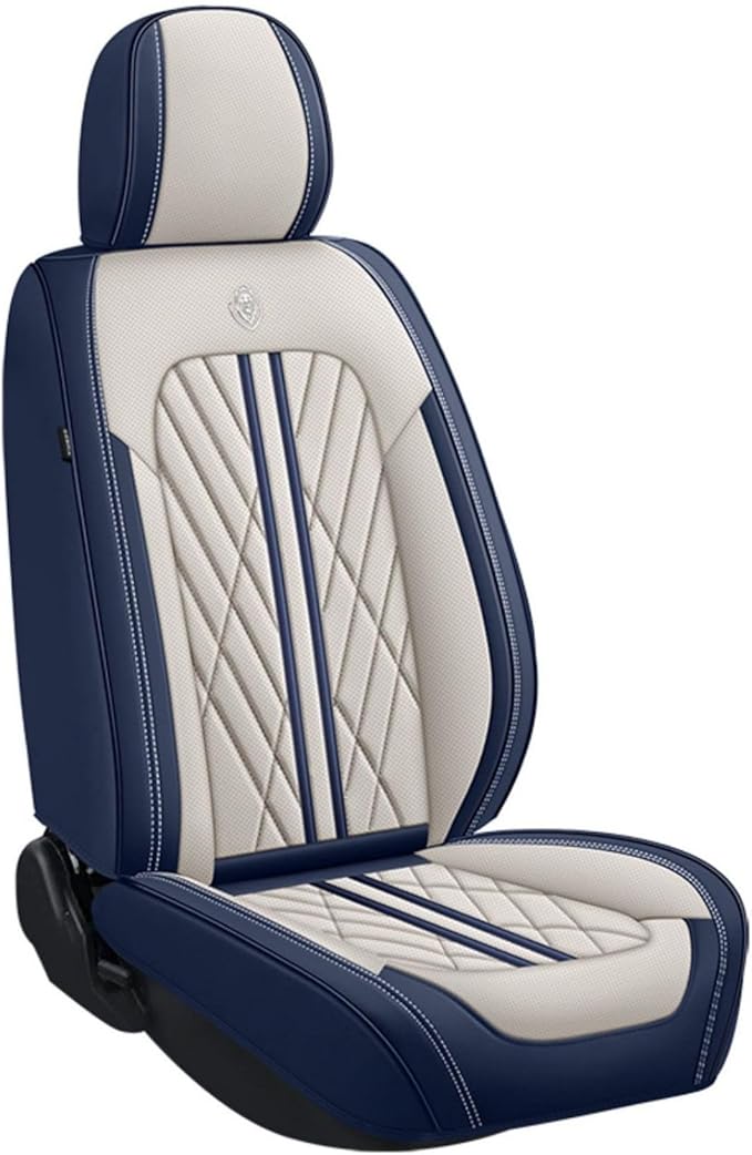 Premium Nappa Leatherette Car Seat Cover Set Custom Fit for Honda CR-V CRV 2000-2023 2024 2025 2026 Water-Proof Breathable Faux Leather Seat Cushion Protectors (Full Set 5 Seats,Beige Blue)