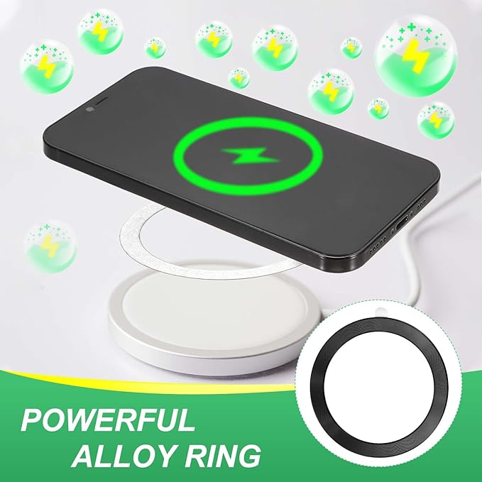 PATIKIL Universal CD Stripe Magnetic Adapter Ring, 4 Pcs Ultra-Thin Sticker Ring Adhesive Nickel-Iron Alloy for Phone Cases Holder Wireless Charging Car Mount Kit, Black