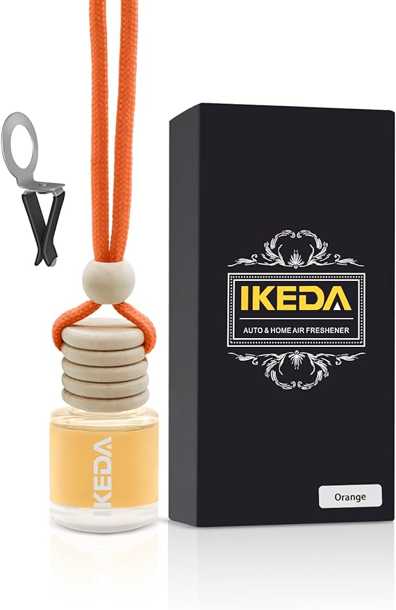Ikeda Car Air Freshener: Hanging Car Smell Air Freshener | 10ml Hanging Car Perfume | Long Lasting Fragrance | Strong Scents Diffuser for Auto Home (Orange|Circular)