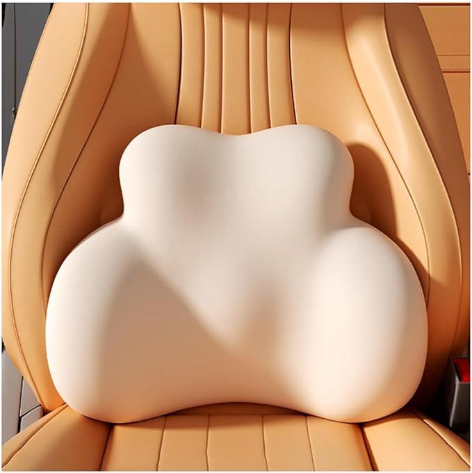 Car Lumbar Support Pillow for MG MG4 EV 2022 2023 2024 2025 2026 Memory Foam Back Support Cushion Breathable Car Seat Lumbar Pad Accessories,Beige