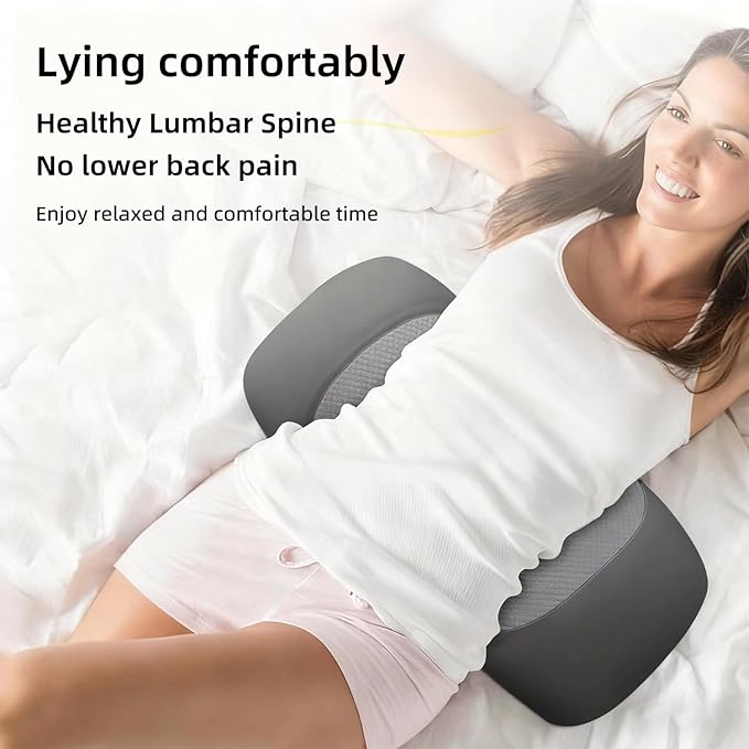 Lumbar Support Pillow for Sleeping,Premium Memory Foam Lower Back Pain Relief Bed Rest Support Pillows for Car Bed,Couch,Waist Support Care Cushion,Sleep Lumbar Pillow (Black Grey)