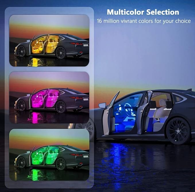 Car LED Lights Interior, LED Lights for Car Accessories Interior with Remote Control, Truck Inside Lights with DIY Mode and Music Mode, Ambient Lighting for Cars SUVs Trucks with Car Charger, DC 12V