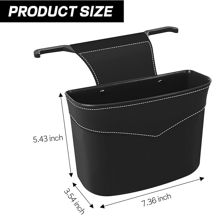 Car Trash Can for Seat Headrest, Mini Automotive Front Back Seat Garbage Can, Leakproof Vehicle Hanging Trash Cans, Multi-Purpose Auto Garbage Bin & Storage Organizer, Car Accessories (Black)
