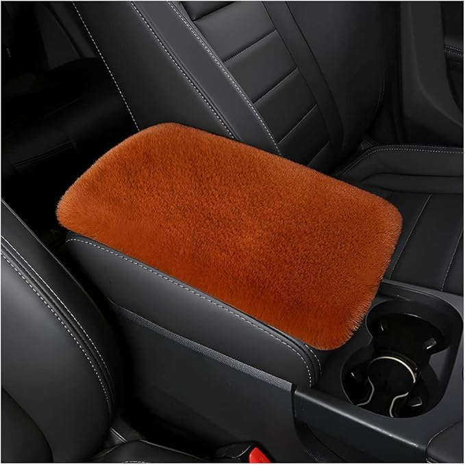 Fluffy Car Armrest Cover, Universal Car Center Console Pad, Car Armrest Seat Box Cover Decor Accessories For Women Men, Armrest Seat Box Cover Protector For Most Vehicle, SUV, Truck, Car (Brown)