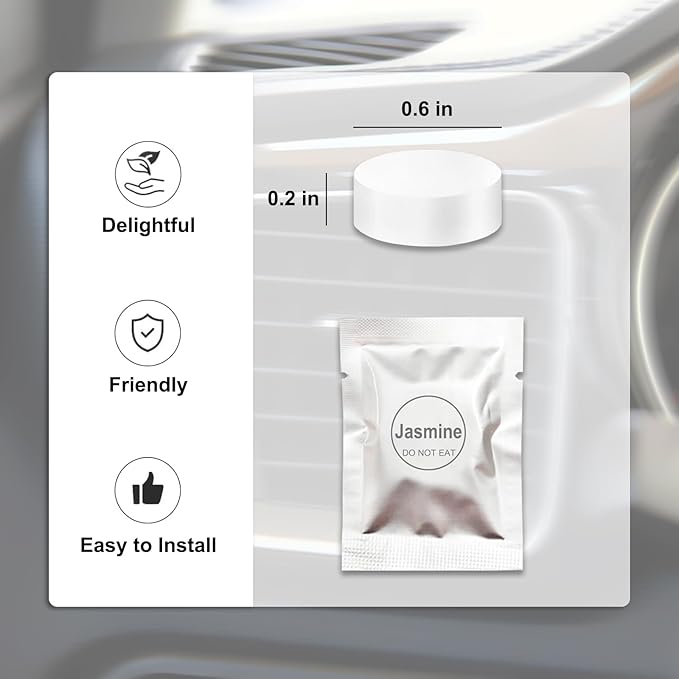 24 Pack Cinnamon & Jasmine Car Air Freshener Refills, Car Air Vent Clip Freshener Replacement Pads, Solid Fragrance Scent Refill Tablets