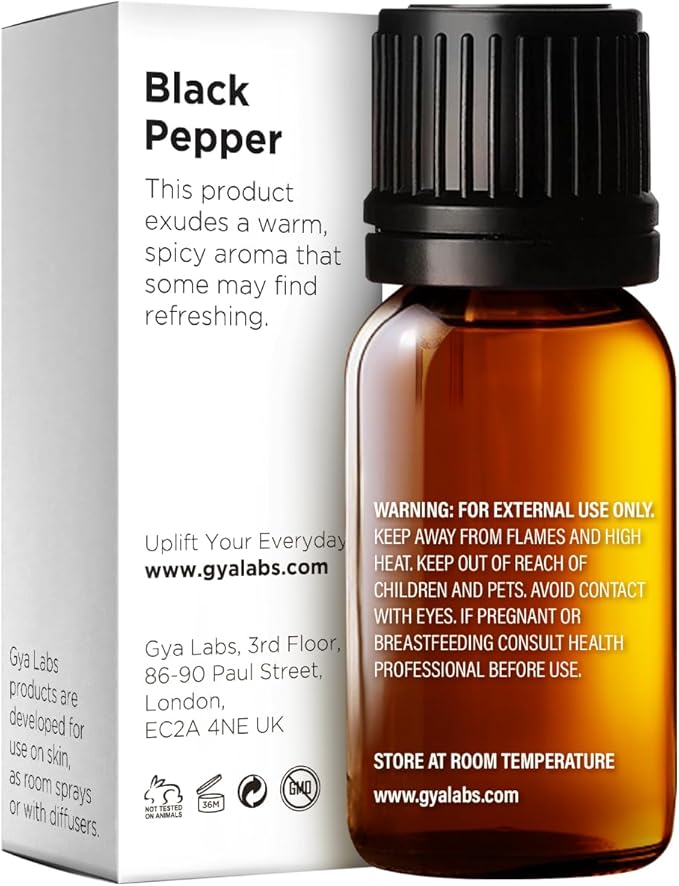 100% Pure Black Pepper Essential Oil - 0.34 Fl Oz - Black Pepper Oil for Hair, Skin, Diffuser, Aromatherapy & DIY Candle Making Scent