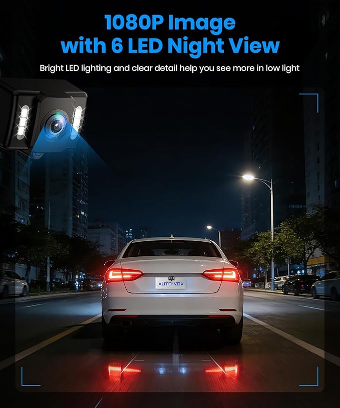 AUTO-VOX OEM Backup Camera: HD Quality 6 LED Night Vision, IP69K WaterProof Wide Angle Reverse Rear View Camera, One Click Switchable 6 Video Formats Back Up Camera for Car,Vehicle,Pickup,Truck,SUV,RV