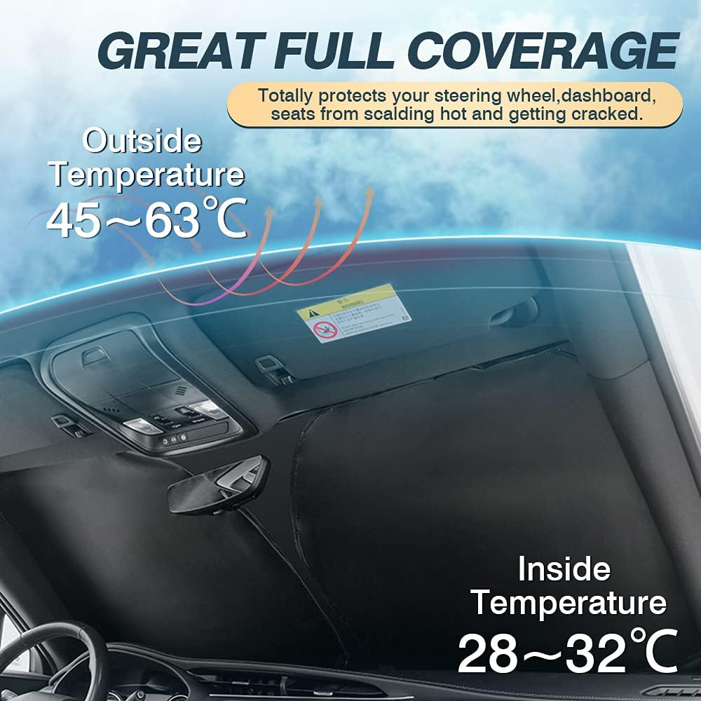 Cartist Windshield Sun Shade Fits for Kia Sorento 2021-2024 2025 2026 Accessories Foldable Car Front Window Sunshade Sun Visor Protector Reflective Cover Block UV Rays & Sun Heat