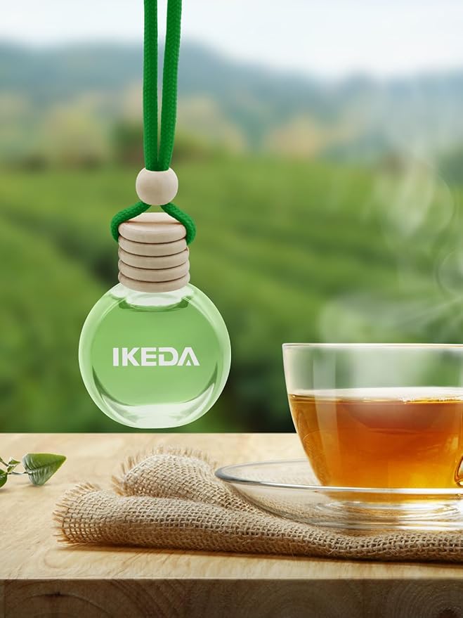 Ikeda Car Air Freshener: Hanging Car Smell Air Freshener | 10ml Hanging Car Perfume | Long Lasting Fragrance | Strong Scents Diffuser for Auto Home (Green tea)