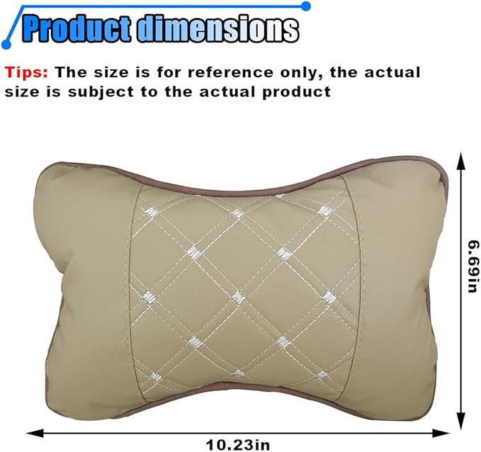 2PCS Car Neck Pillow, Breathable Car Head Neck Rest Cushion, Soft Pillow for Relieving Stiffness, Comfort Car Seat Neck Support Pillow (Beige)