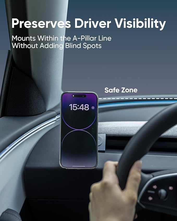 Magnetic Phone Mount for Tesla Model 3 2024+(Highland) Driver-Side Vent Fixed MagSafe Phone Holder, 360° Adjustable Strong Magnet Car Phone Mount with One-Handed Operation Tesla Accessories