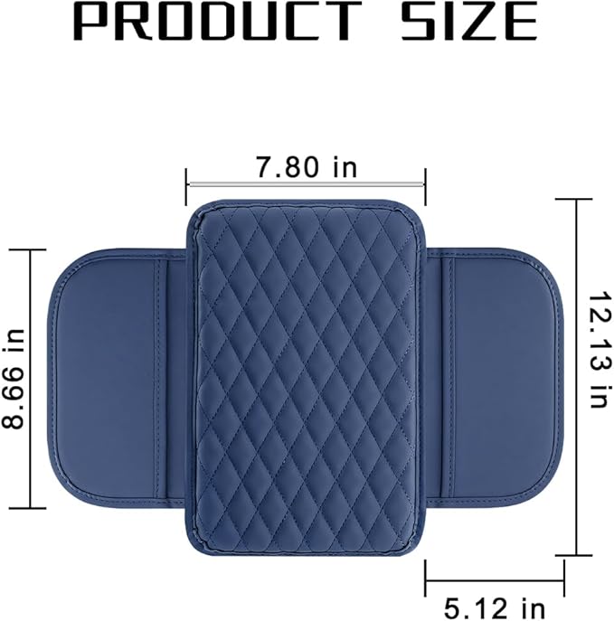 Mandark Car Center Console Cover, Microfiber Leather Vehicle Armrest Protector Cushion with 2 Storage Bags, Auto Interior Arm Rest Seat Box Pad Accessories, Universal for SUV, Sedan, Truck (Dark Blue)