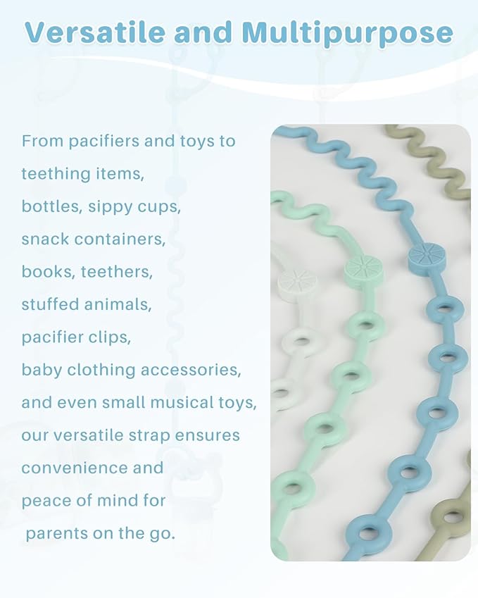 LittleHugs Toy Straps for Stroller, Silicone Baby Tether Pacifier Clip, No Throw Travel Leash for High Chair, Car Seat (Boy-3 Pack)
